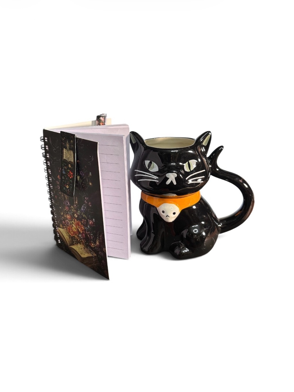 Black Cat Ceramic Mug with Orange Collar - Cute Pet-Themed Drinkware
